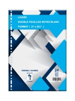 Recharge de 24 feuilles seyes double blanches pré-trouées pour classeur A4