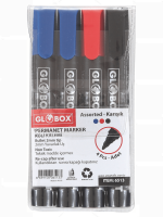 BLISTER DE 4 MARQUEURS PERMANENT ROND GLOBOX COULEUR VARIÉE