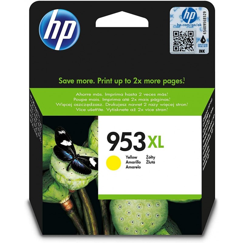 HP 953XL Jaune – Cartouche d’encre grande capacité HP d’origine (F6U18AE)