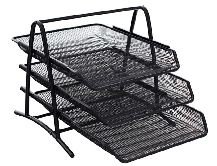PANIER A COURRIER 3 ÉTAGES MÉTALLIQUE NOIR