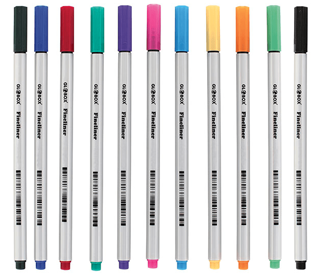 BLISTER DE 10 STYLOS FEUTRE FINELINER 0.4mm GLOBOX