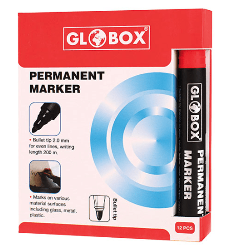 PAQUET DE 12 MARQUEURS PERMANENTS ROND GLOBOX