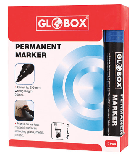 PAQUET DE 12 MARQUEURS PERMANENTS BISEAUTÉE GLOBOX