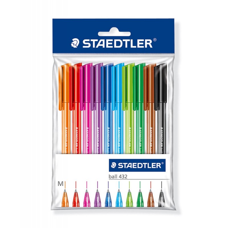 Stylos à bille  10 couleurs variées STAEDTLER